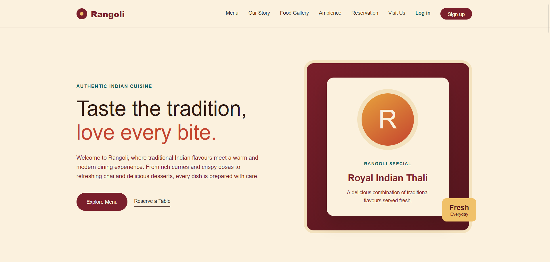 Restaurent Landing Page